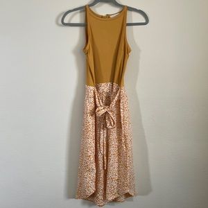 Petite loft, golden cream dress